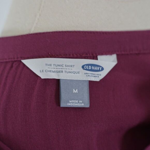 Gap Purple Medium The Tunic‎ Shirt Blouse Long Sleeve 1/2 Button Front - Picture 8 of 10